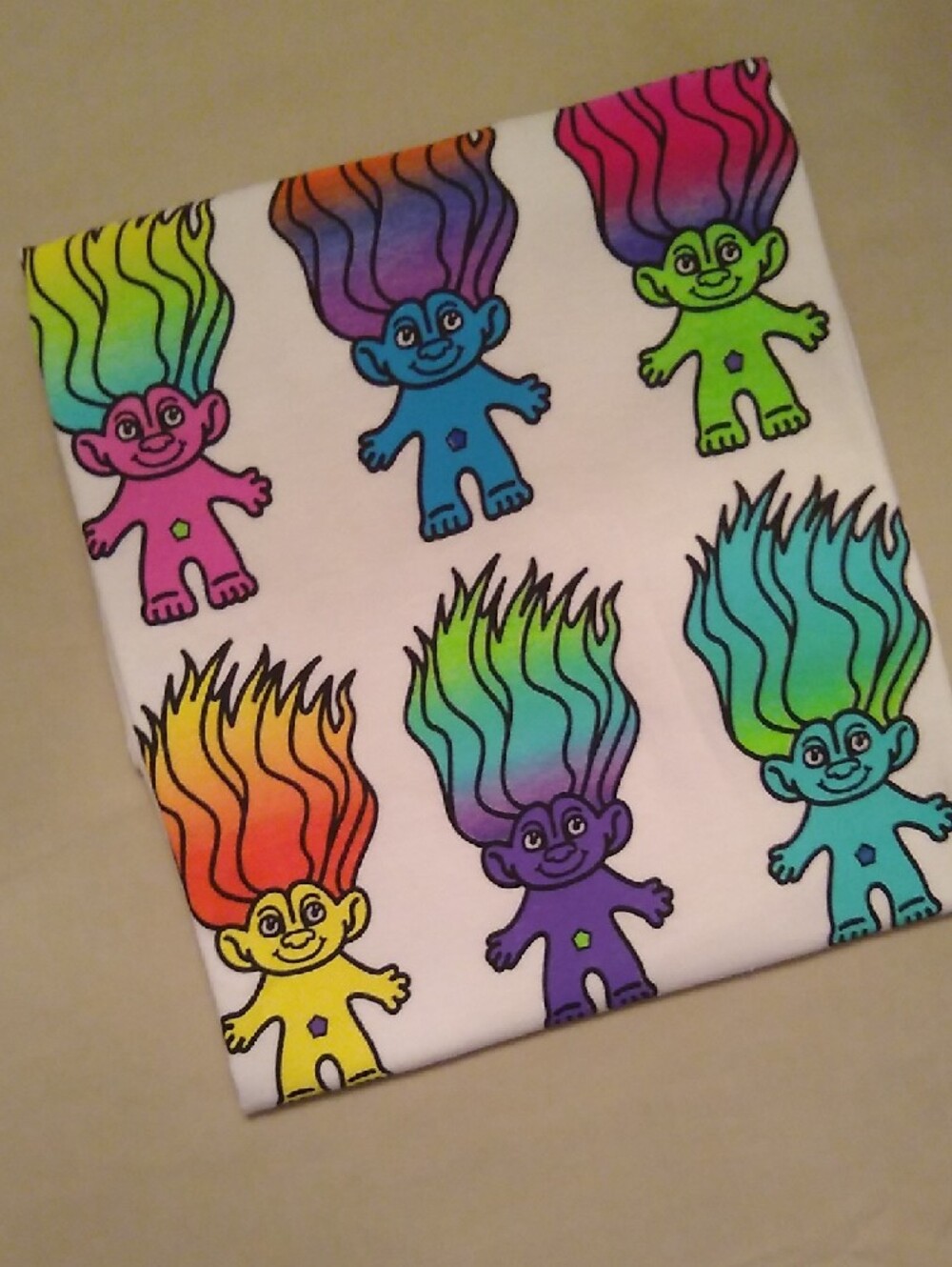 Good Luck Trolls Brand White Tee with Multicolor Troll - Picture 5 of 6